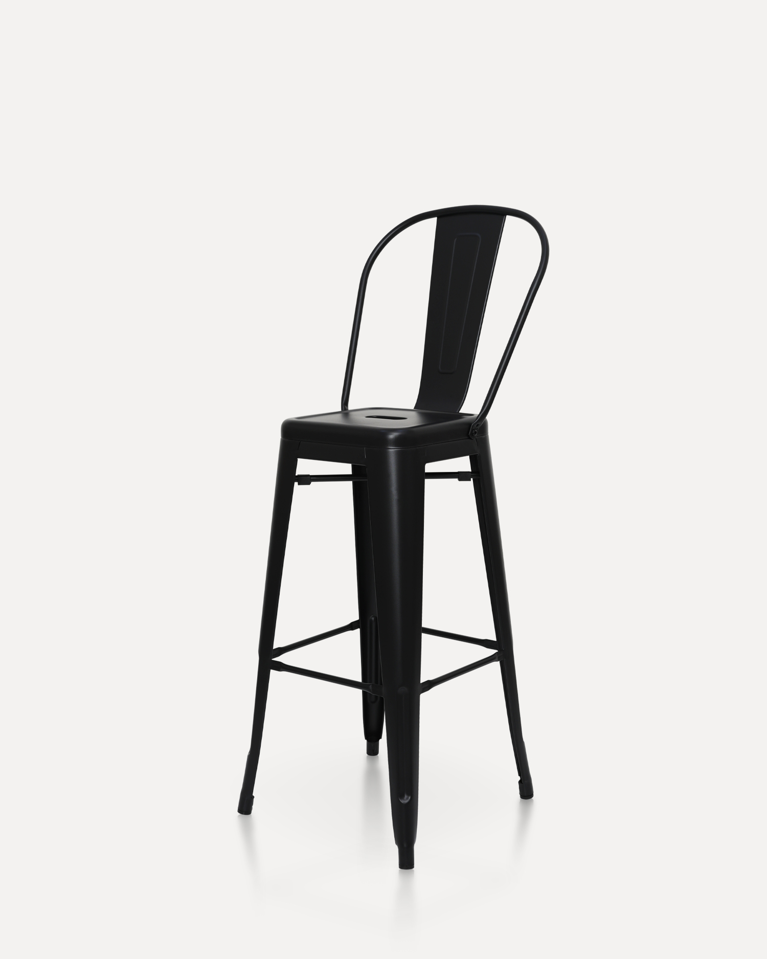 Black Metal Barstool med ryggstøtte Black Metal Barstool med ryggstøtte