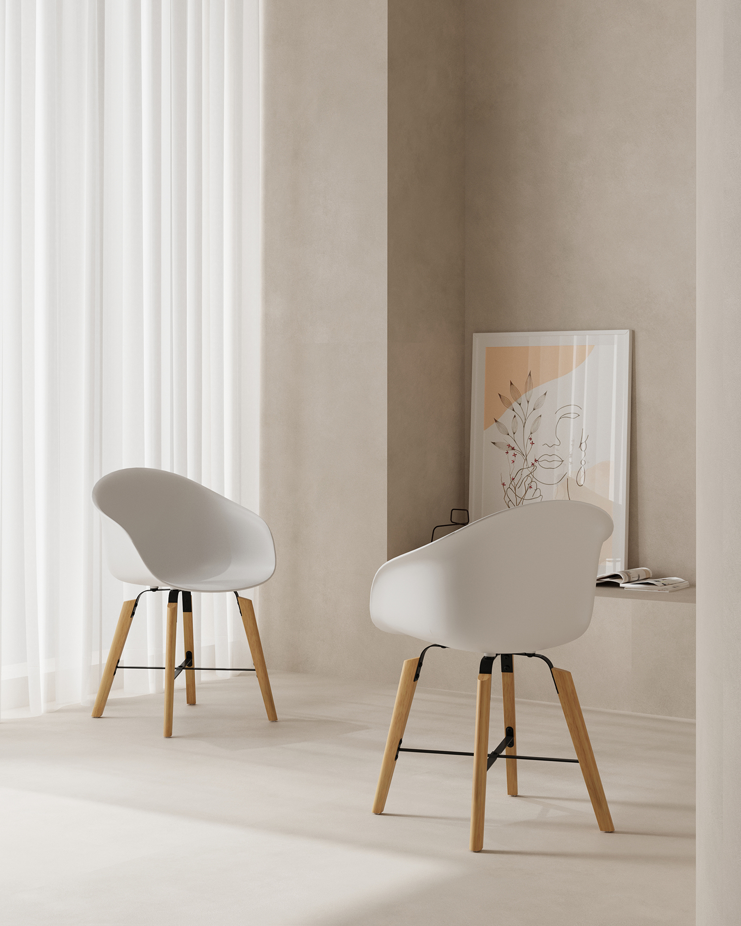 White Shell Chair - med armlener White Shell Chair - med armlener
